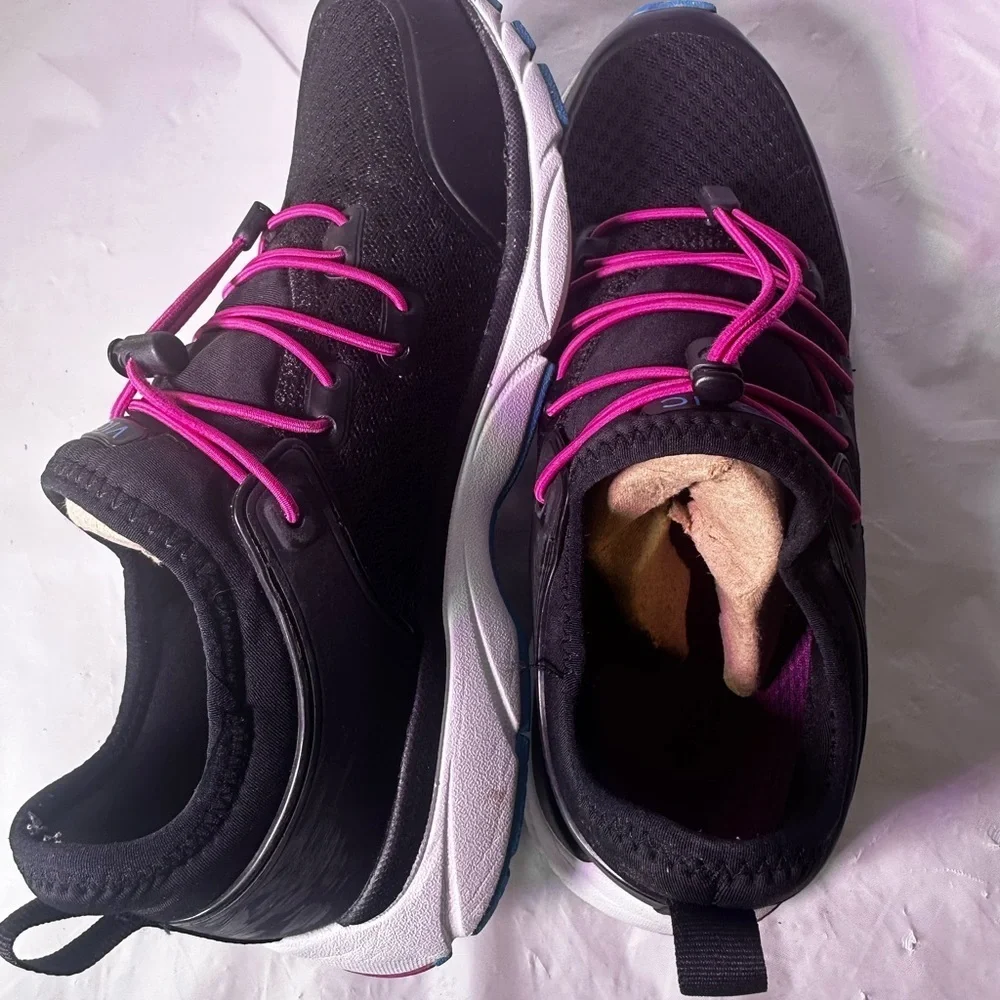 Vionic Women's Black Sneakers with Pink and Blue Accents